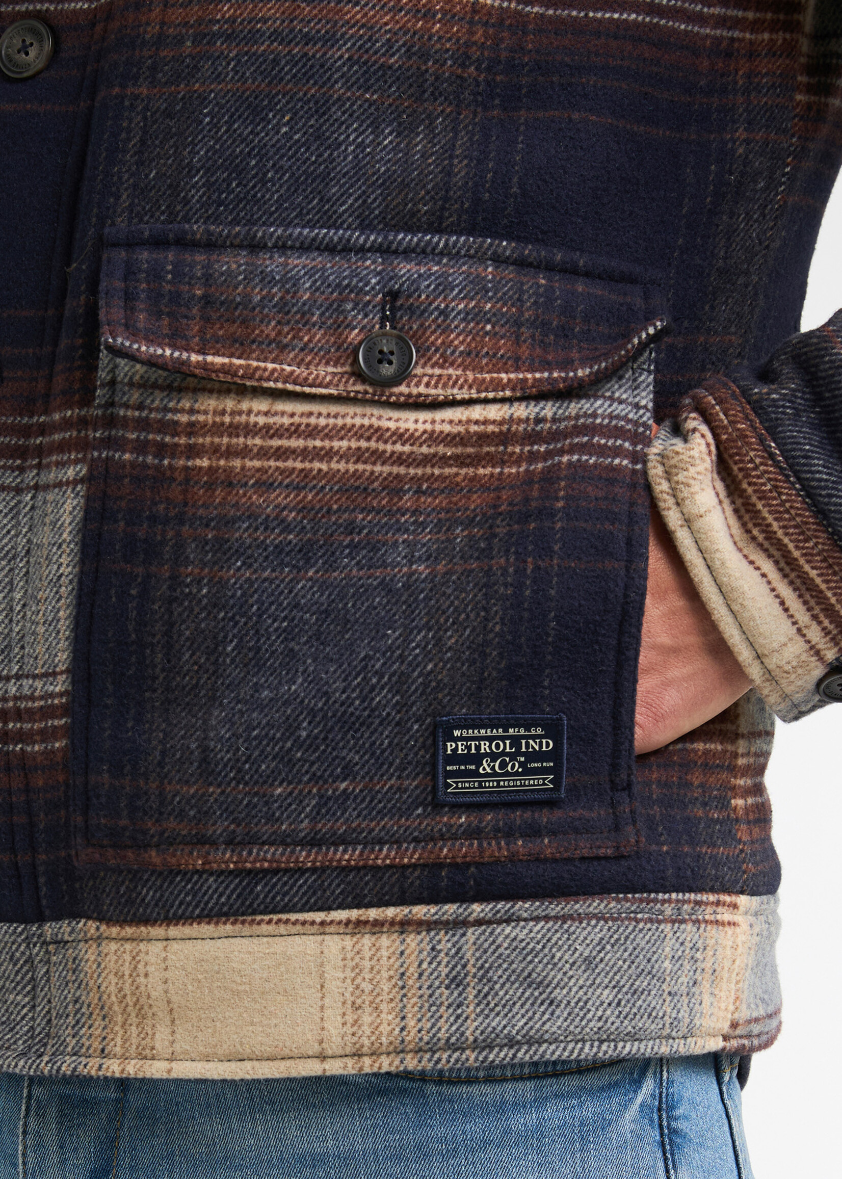Petrol Industries Jacket Wool Check - Royal Navy