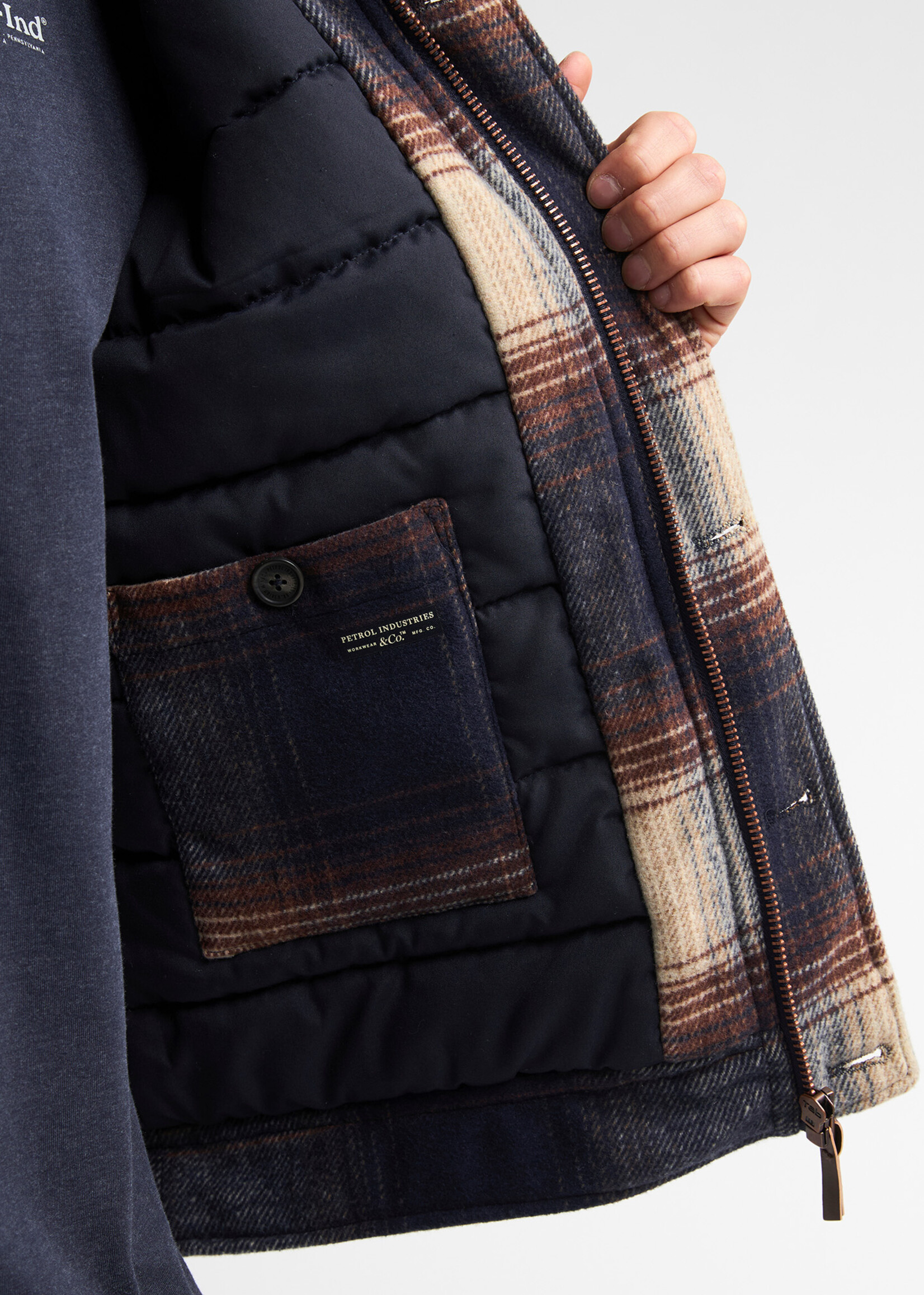 Petrol Industries Jacket Wool Check - Royal Navy