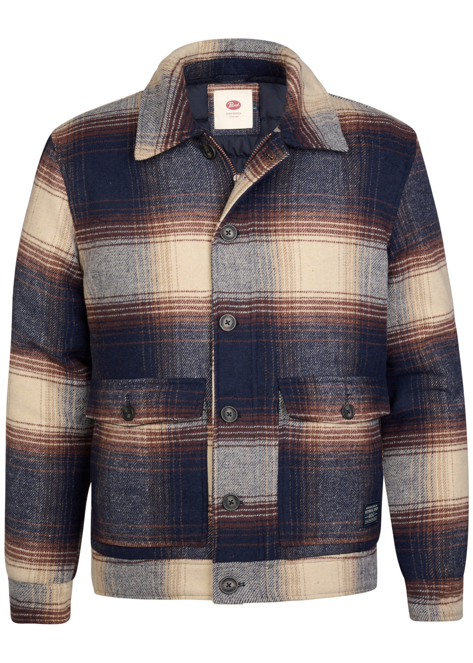 Petrol Industries Jacket Wool Check - Royal Navy