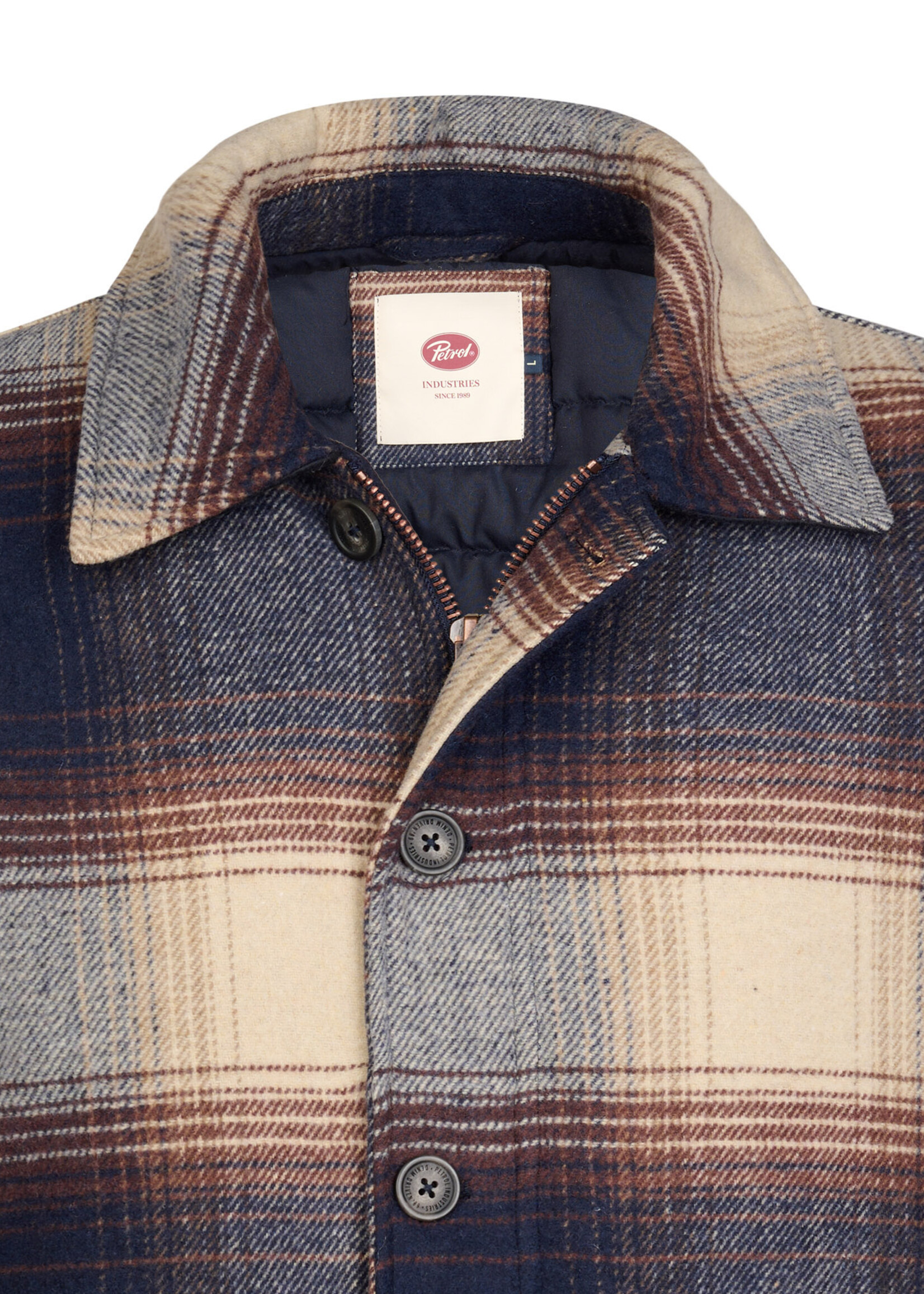 Petrol Industries Jacket Wool Check - Royal Navy