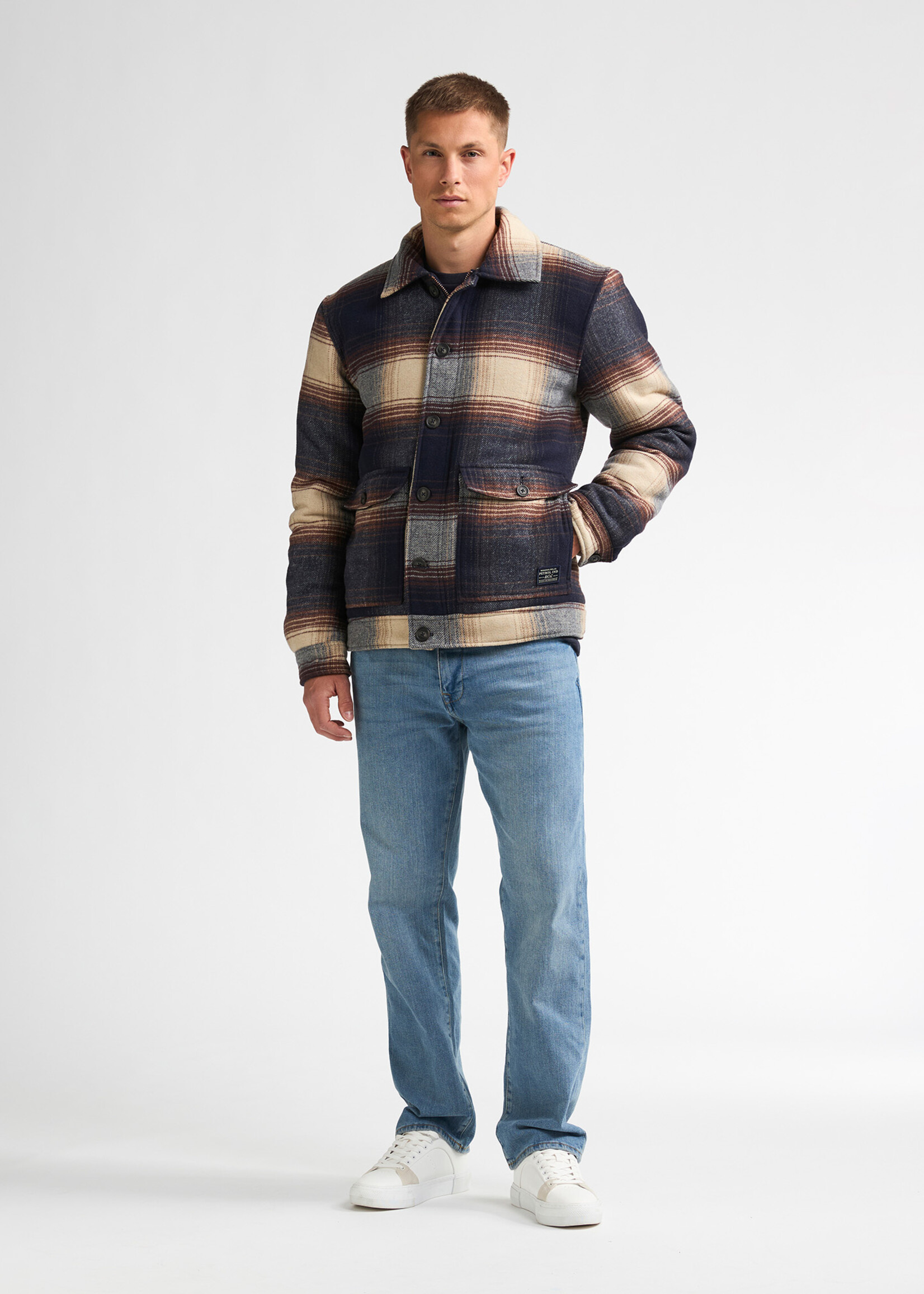 Petrol Industries Jacket Wool Check - Royal Navy