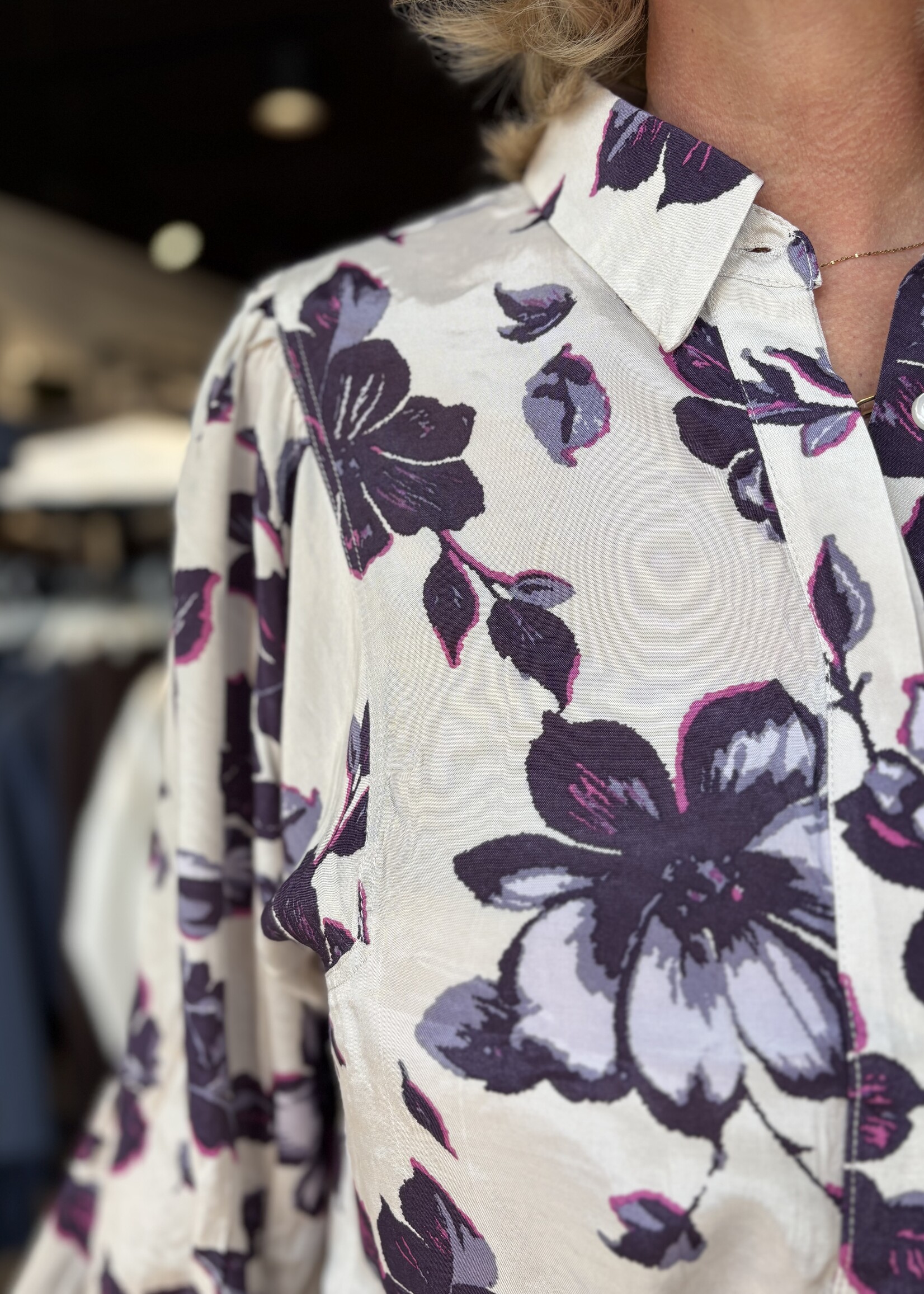 Freequent Blouse Mony Printed Balloon - Nightshade