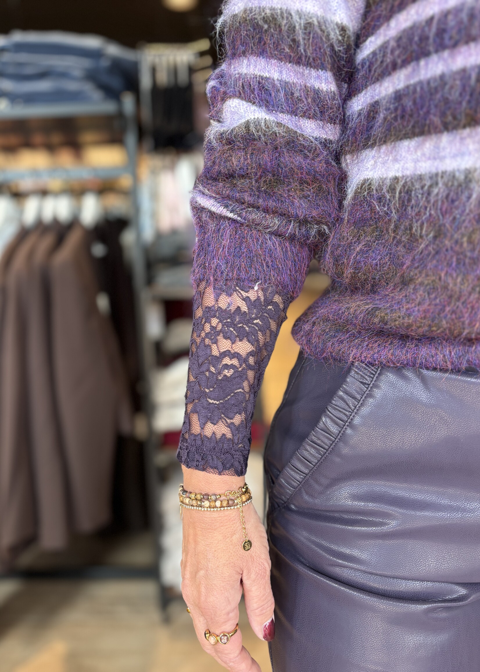 Freequent Pullover Lippi Striped - Nightshade Mel.