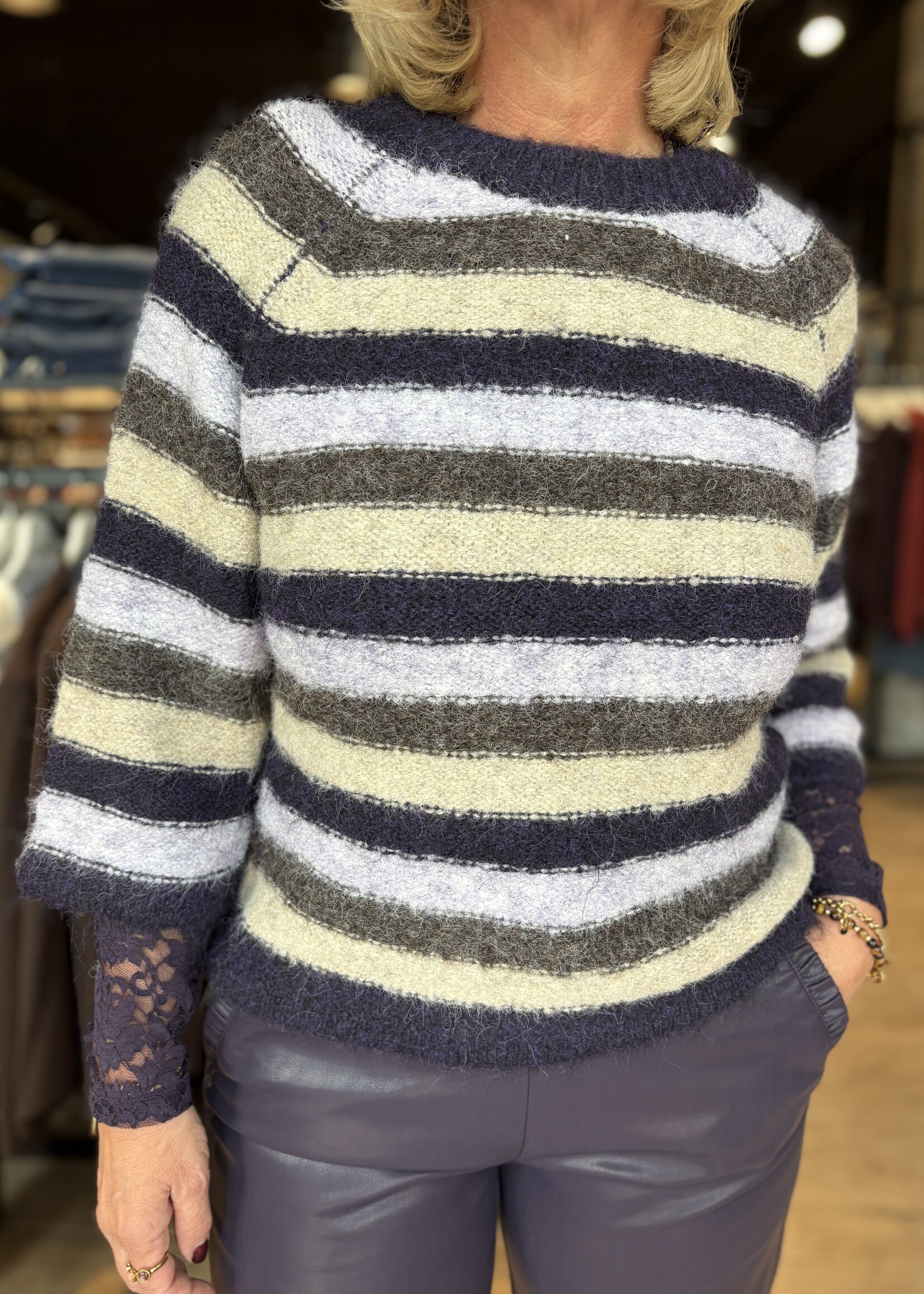 Freequent Pullover Lulu Striped Knit - Nightshade