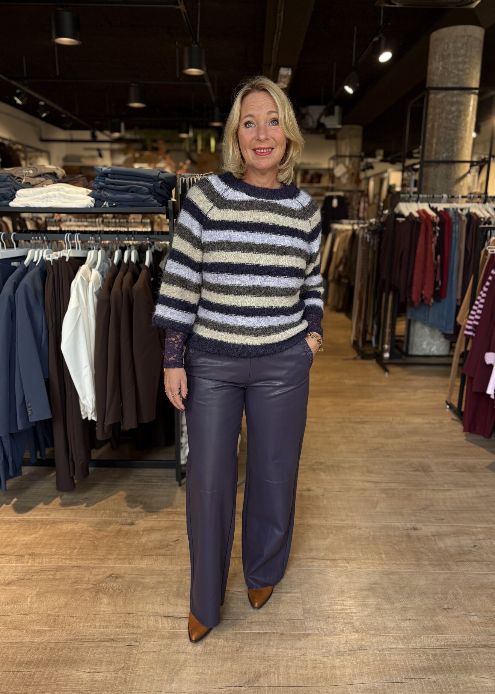 Freequent Pullover Lulu Striped Knit - Nightshade