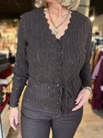 Red Button Vest Ajour Sparkle - Espresso