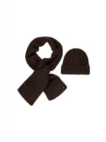 No Excess Beenie + Scarf Rib Knit - Dark Brown