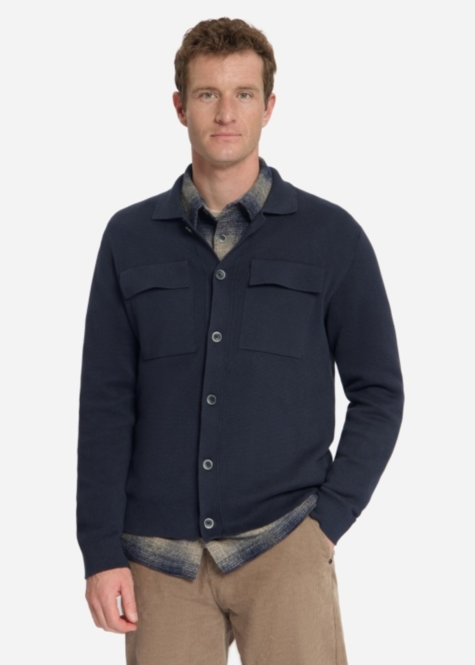 No Excess Overshirt Yarn Flannel Check - Dark Night