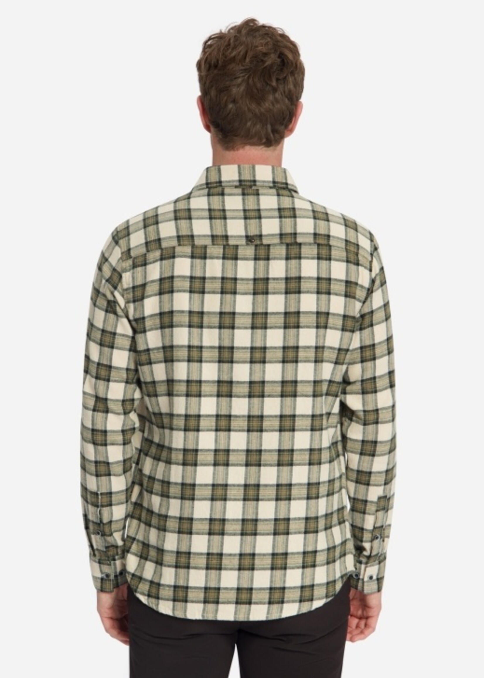No Excess Overshirt Yarn Flannel Check - Stone