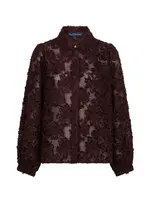 Red Button Blouse Fringes - Burgundy
