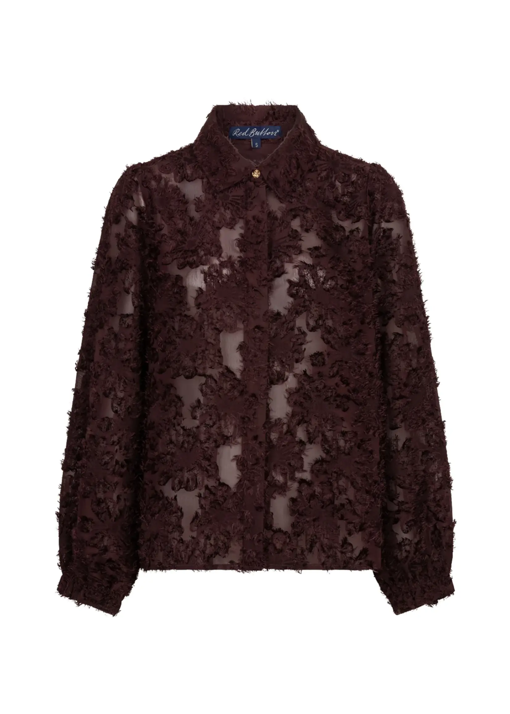 Red Button Blouse Fringes - Burgundy