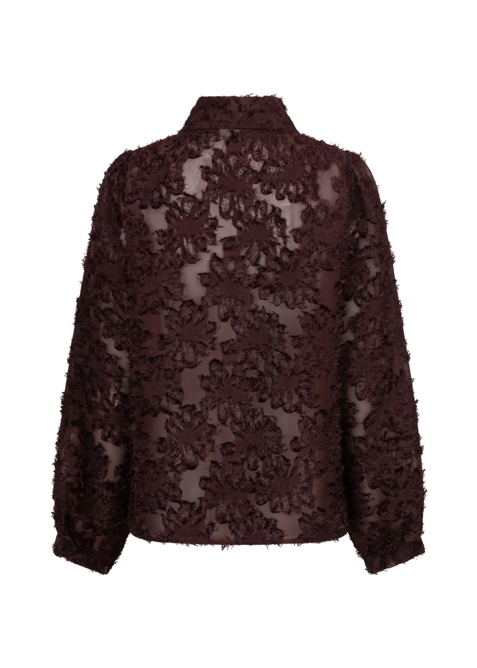 Red Button Blouse Fringes - Burgundy