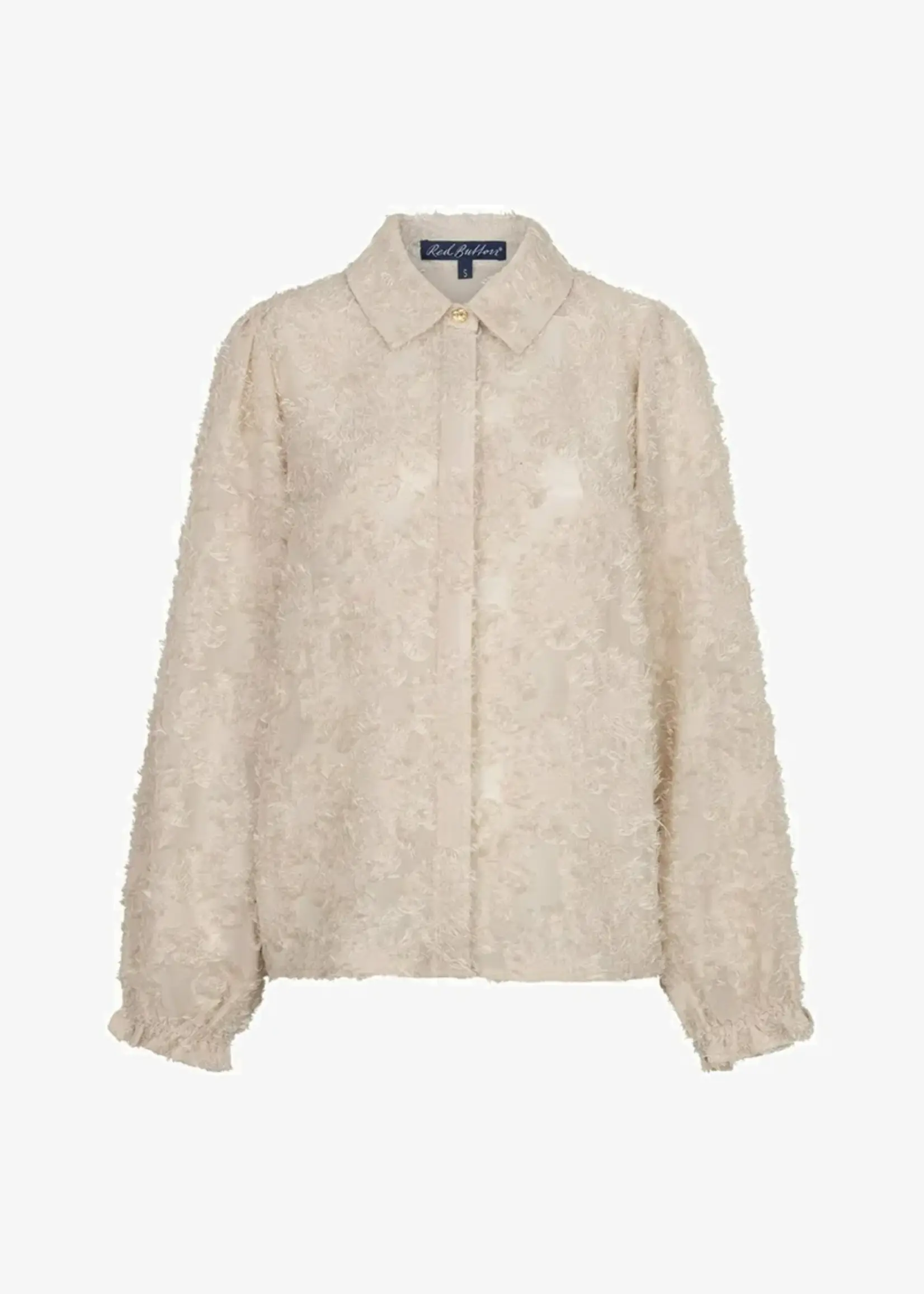 Red Button Blouse Fringes - Stone