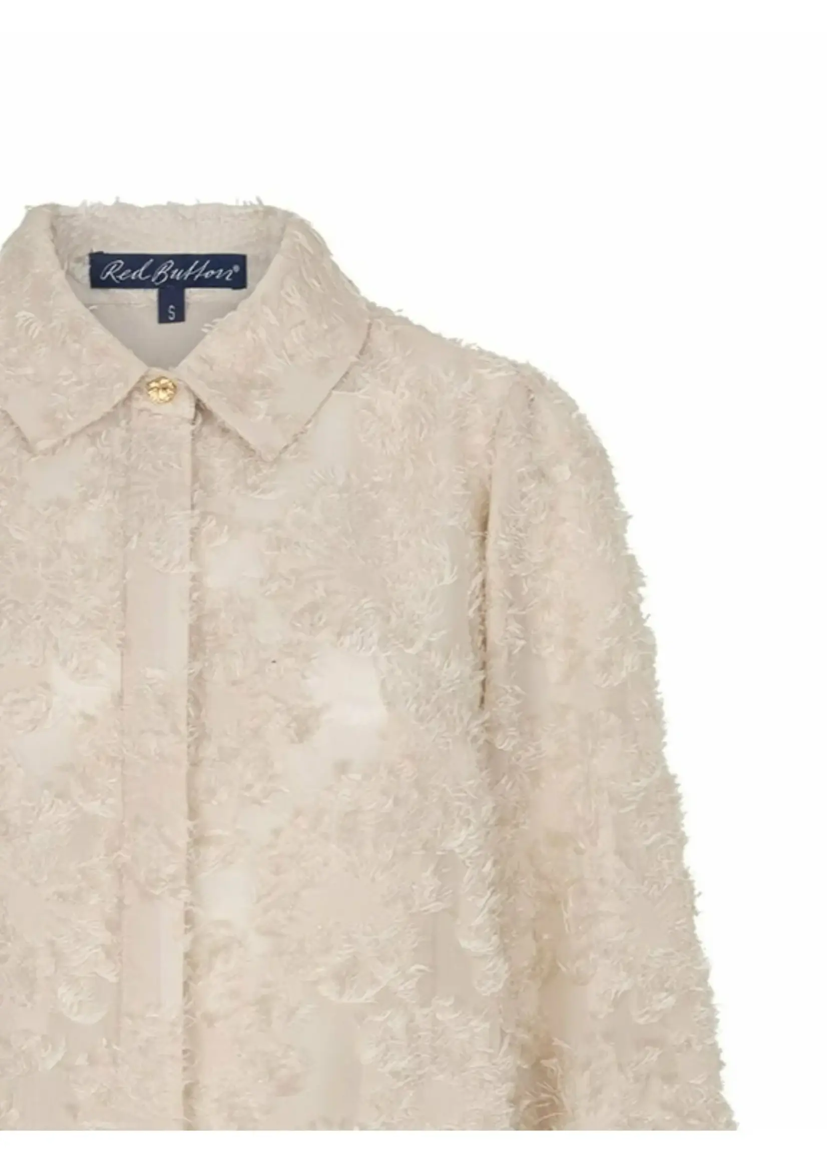Red Button Blouse Fringes - Stone