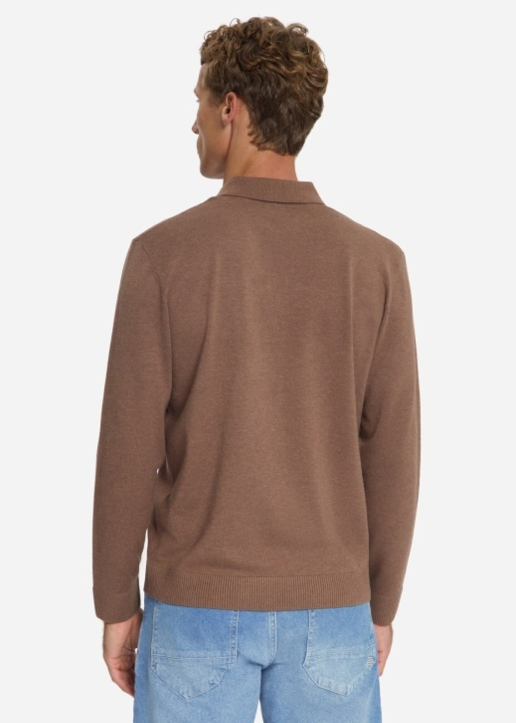 No Excess Pullover Polo V Melange - Light Brown