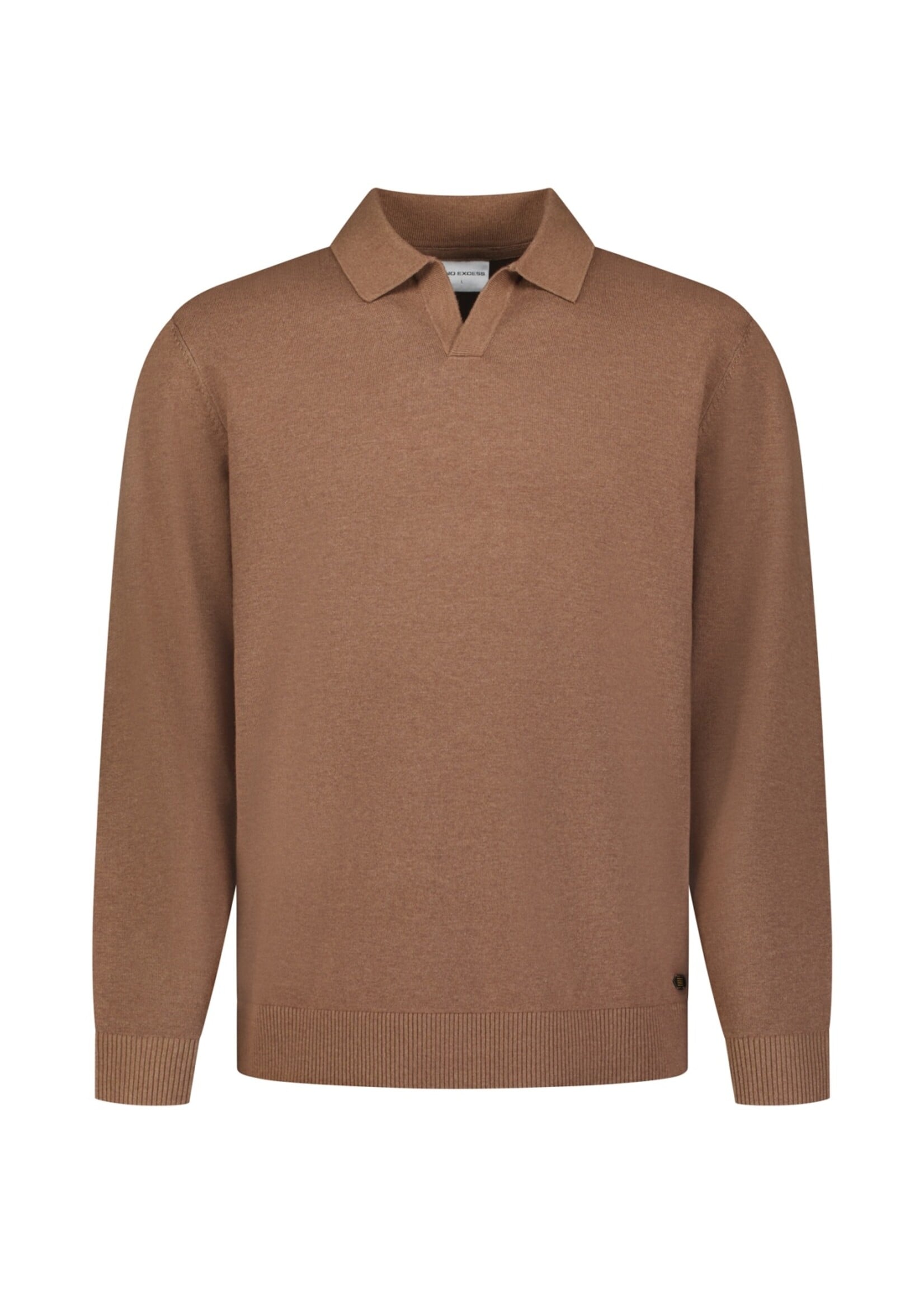 No Excess Pullover Polo V Melange - Light Brown