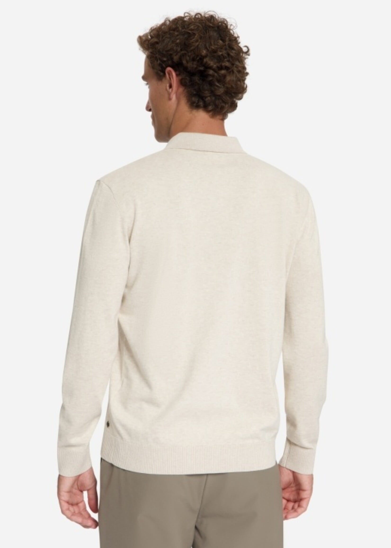 No Excess Pullover Polo V Melange - Stone