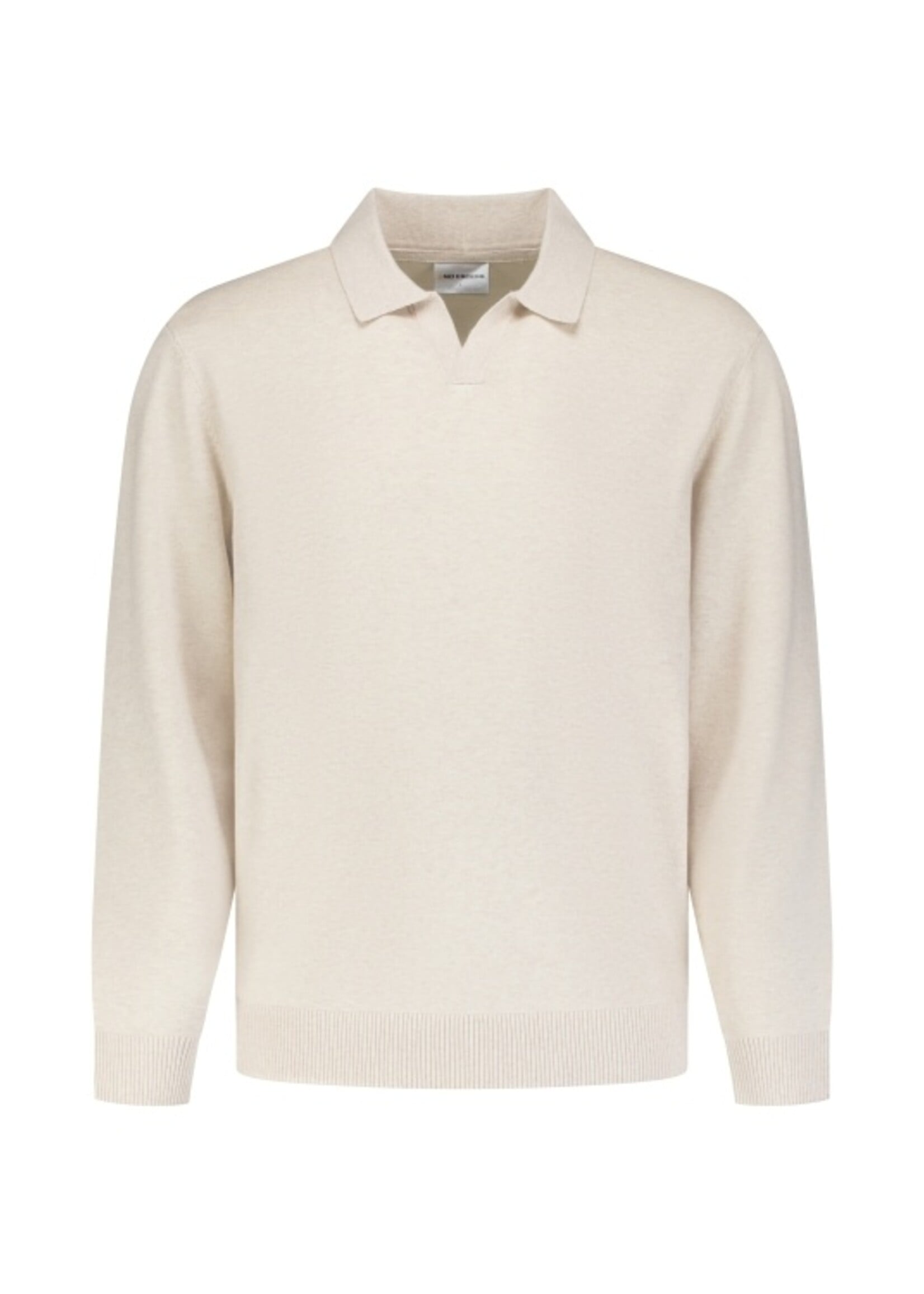 No Excess Pullover Polo V Melange - Stone