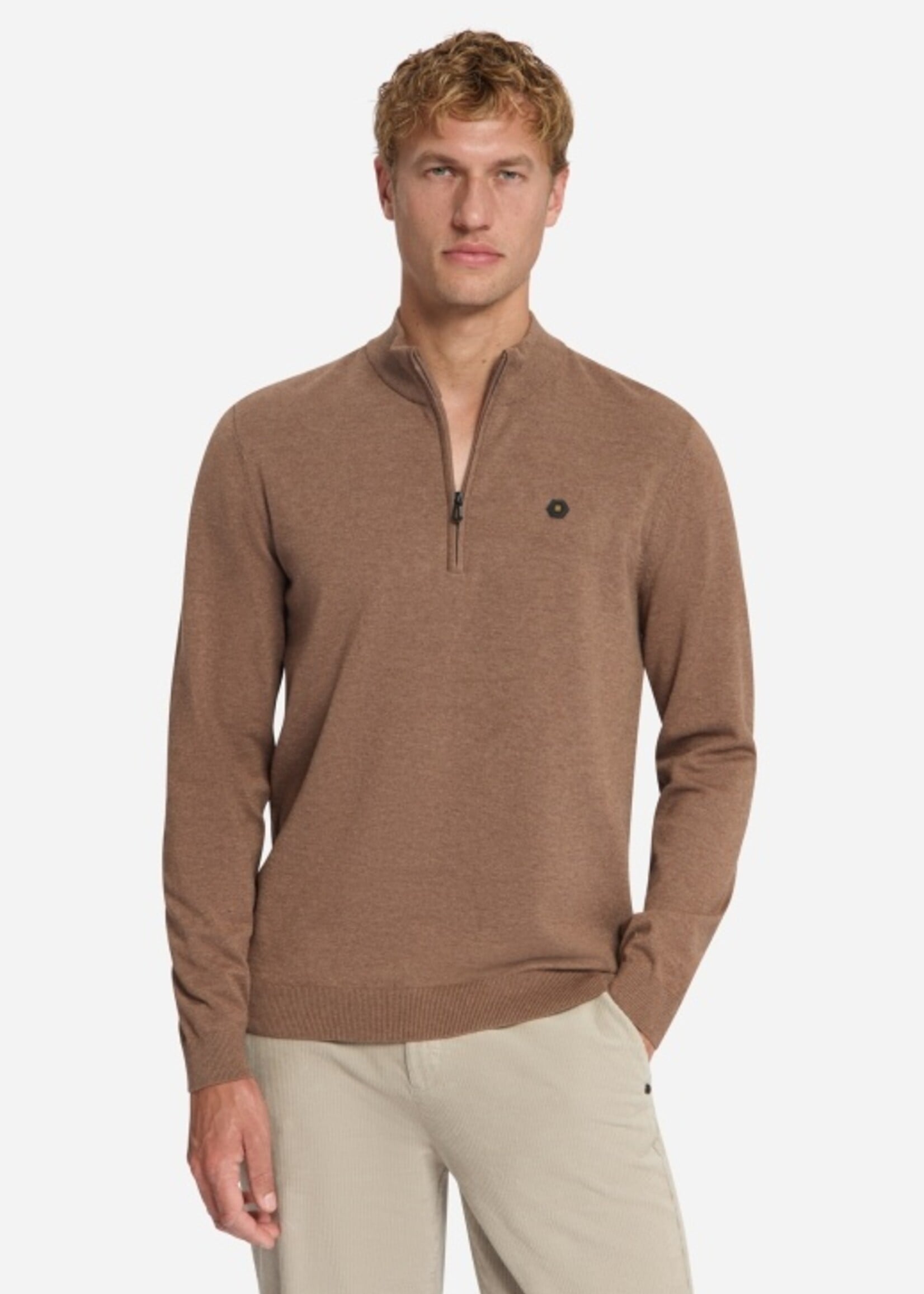 No Excess Pullover Half Zip Melange - Light Brown