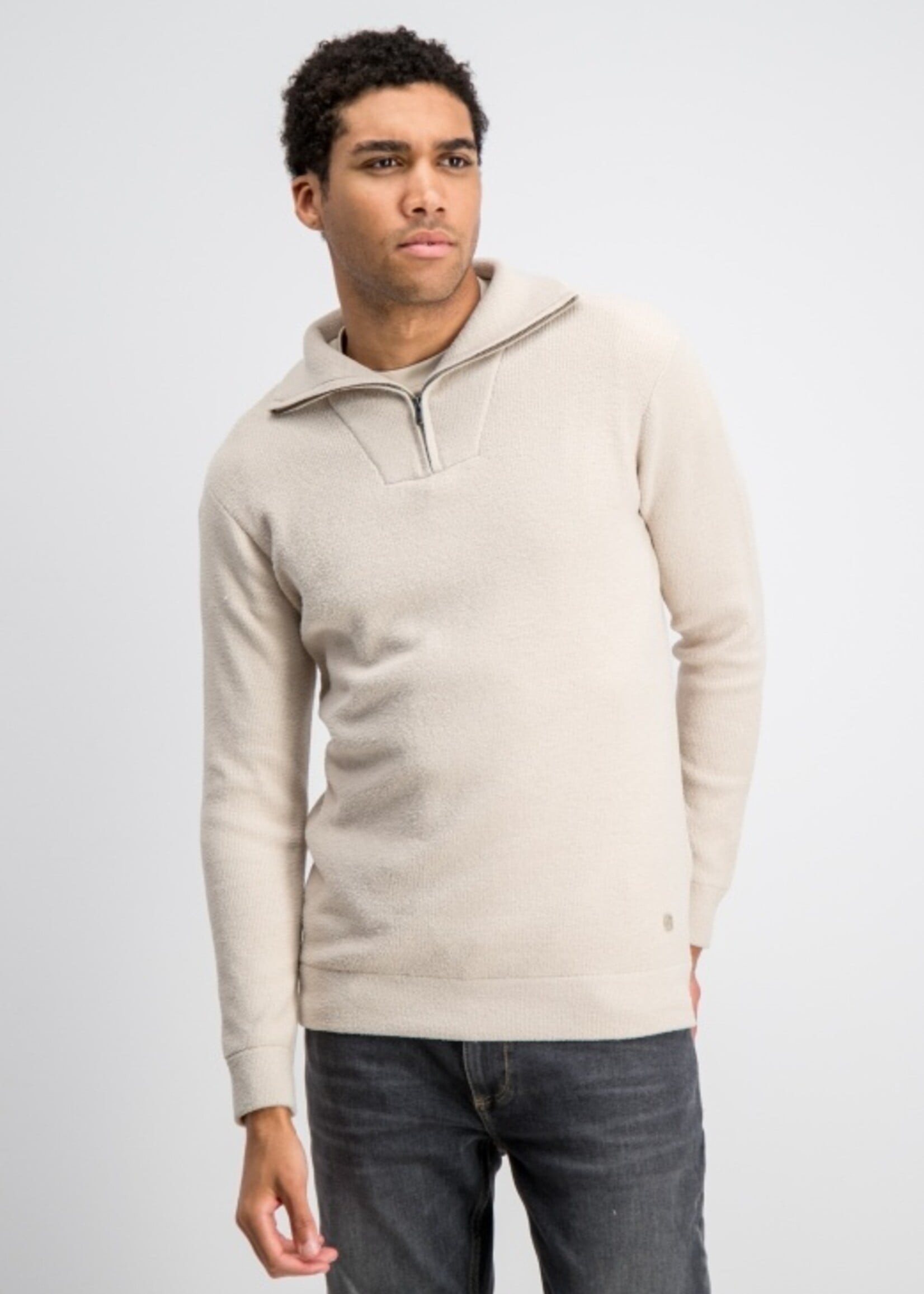 Gabbiano Trui Chenille Zip Knit - Coastal Sand