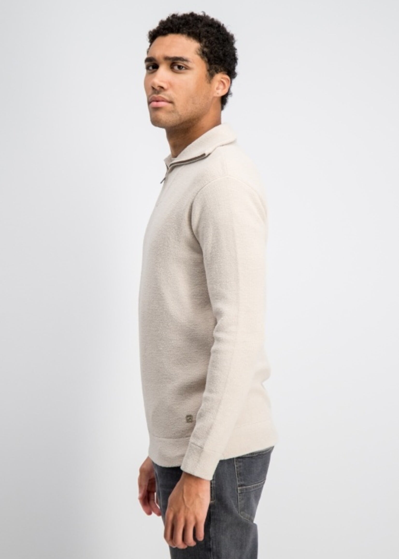 Gabbiano Trui Chenille Zip Knit - Coastal Sand