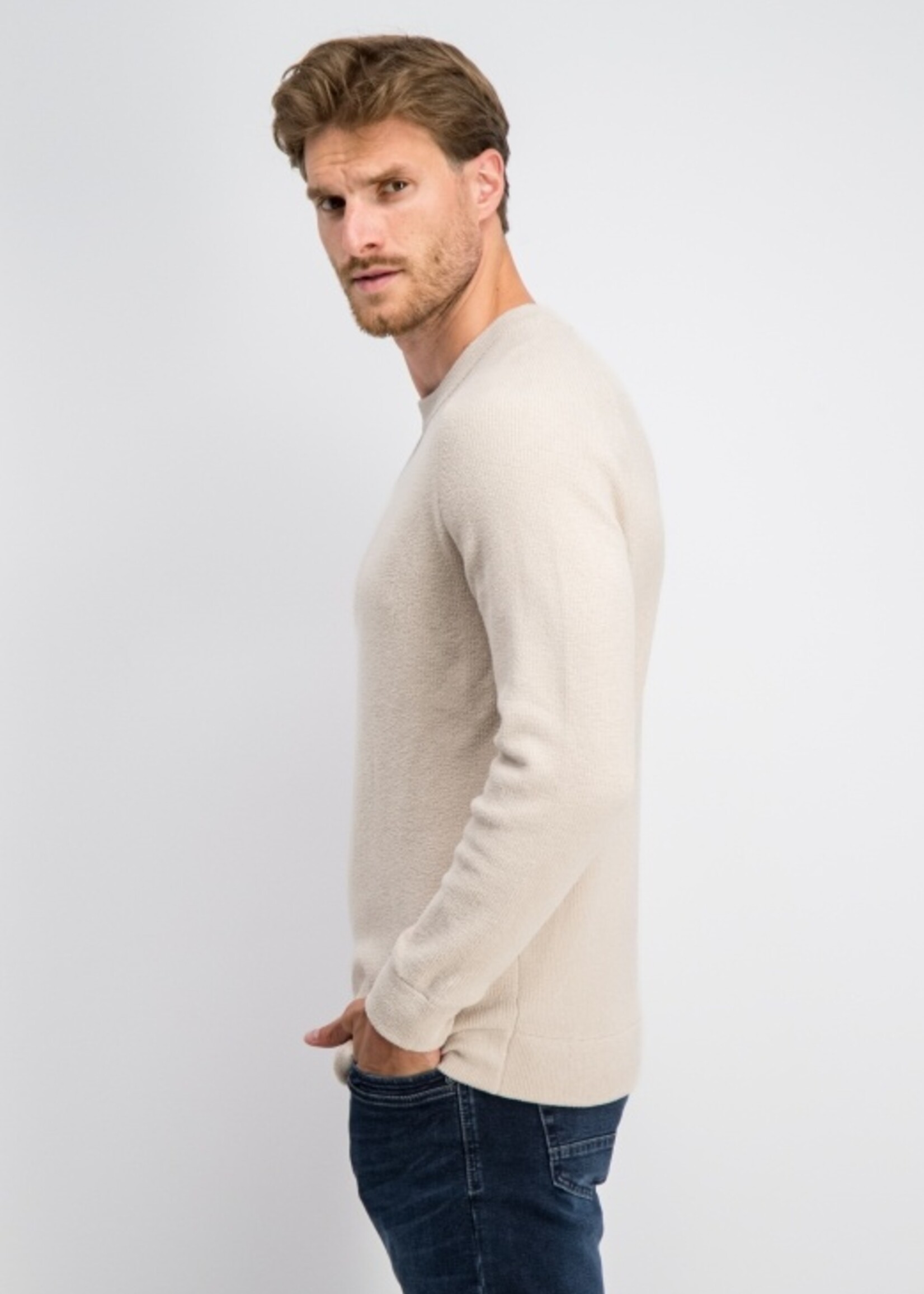 Gabbiano Trui Chenille Knit Crewneck - Coastal Sand