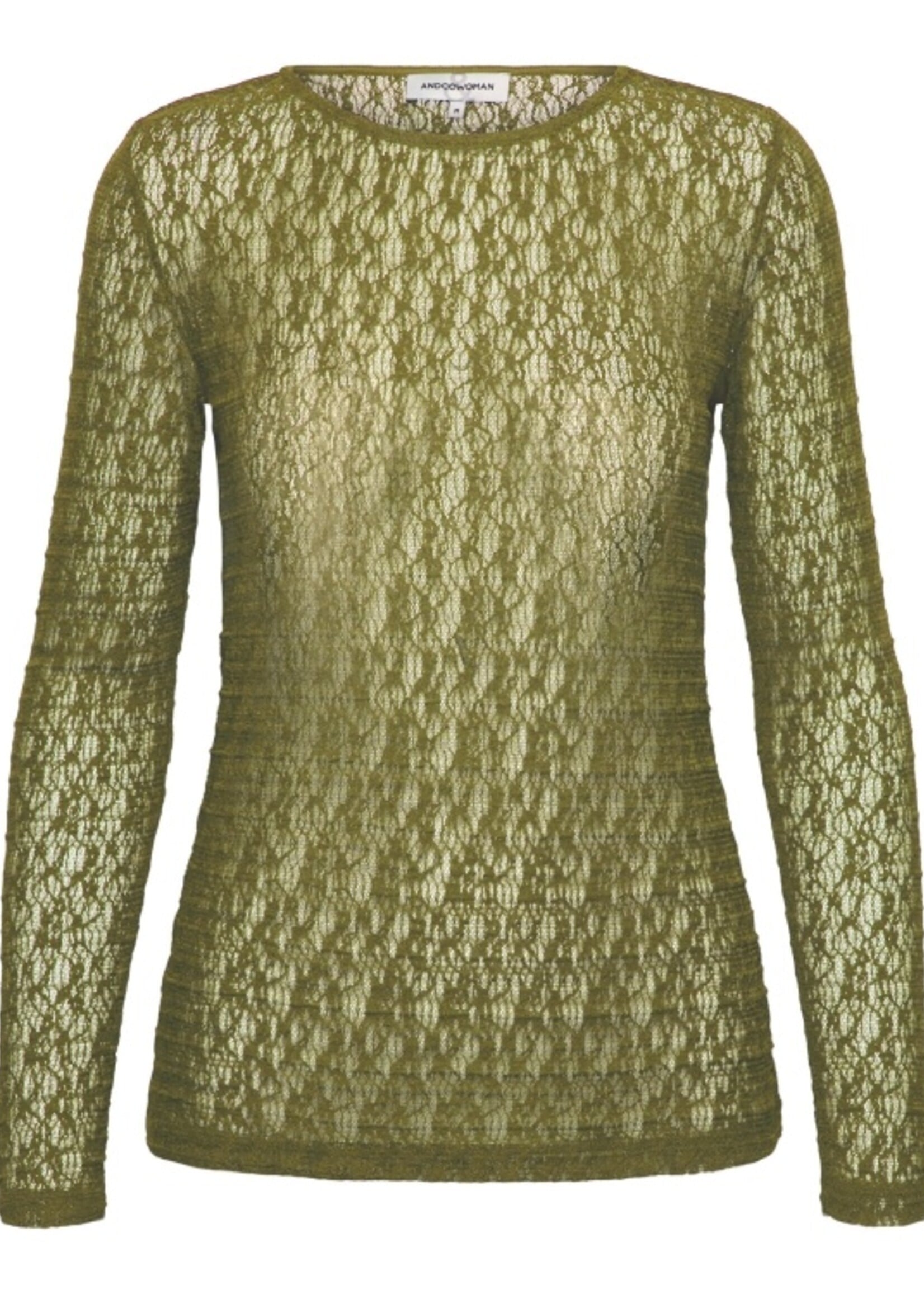 &Co Woman Top Tris Lace - Olive