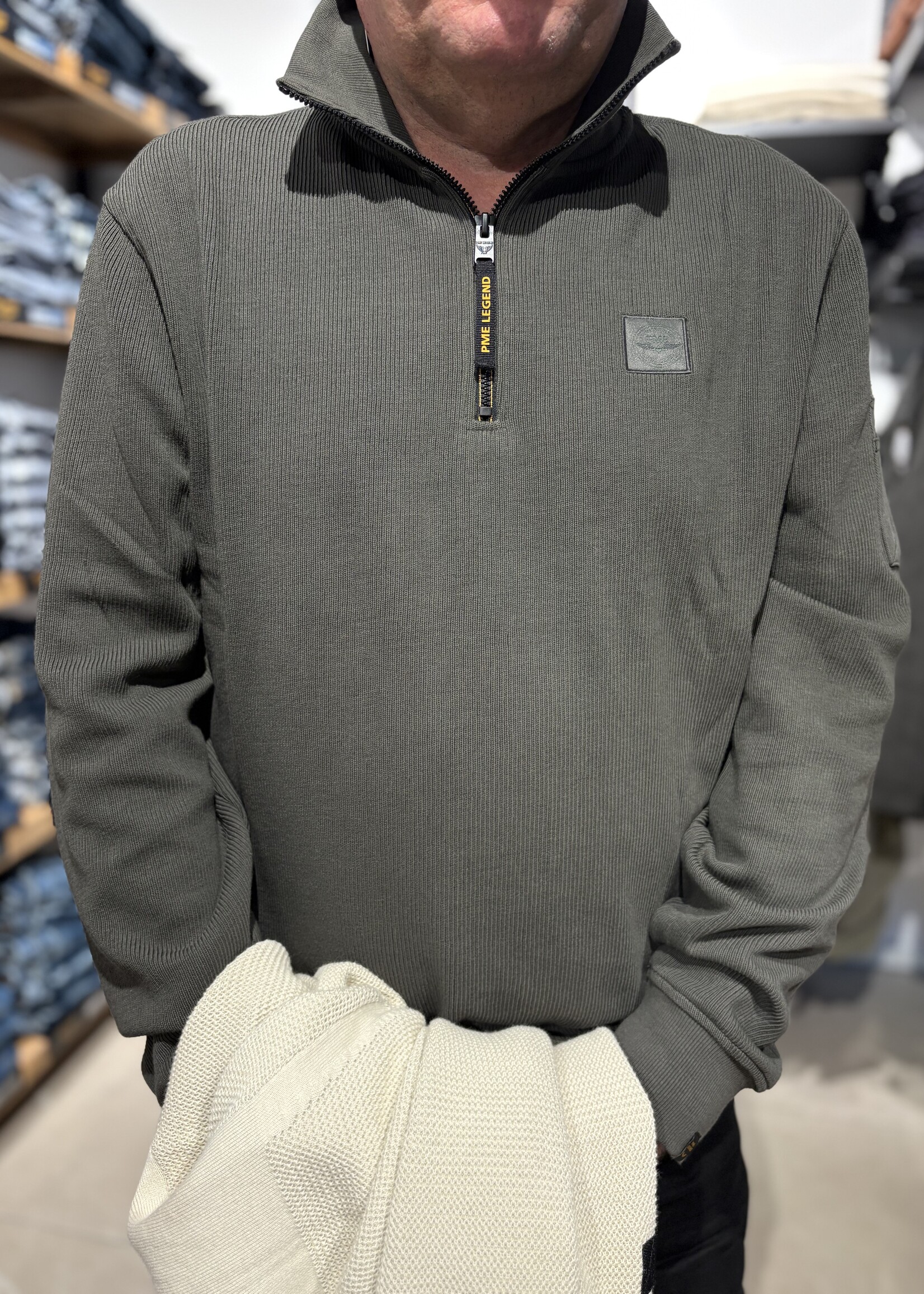 PME Legend Half Zip Collar Flat Knit - Beluga