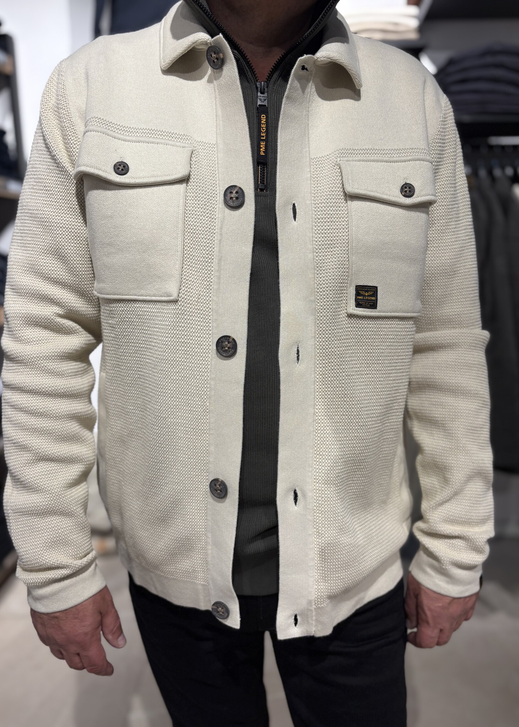 PME Legend Button Jacket Structure Mix - Bone White