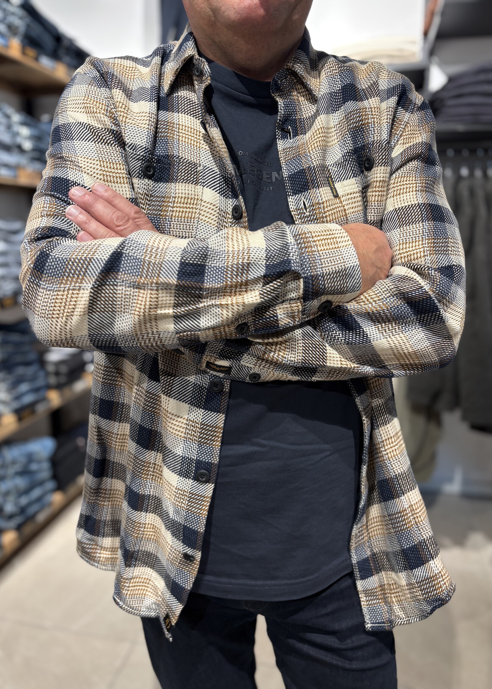 PME Legend Overhemd Yarn Dye Check - Golden Brown