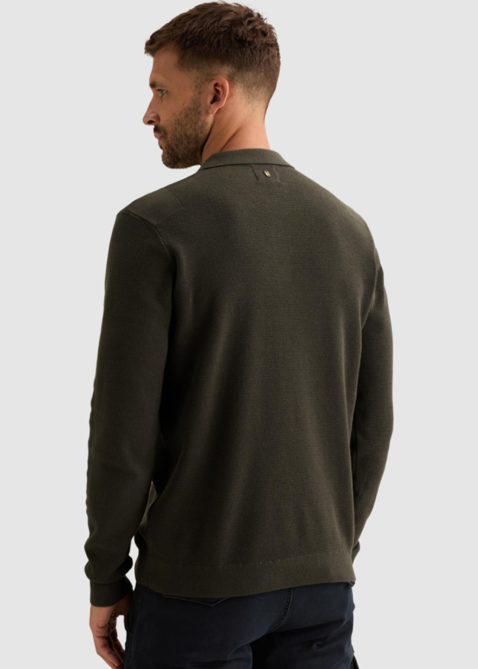 PME Legend Long Sleeve Polo Structure Knit - Beluga