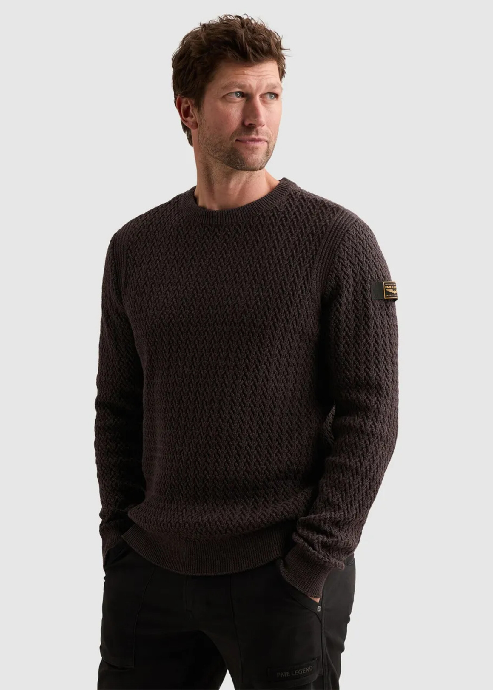 PME Legend Trui Mouline Structure - Dark Aubergine