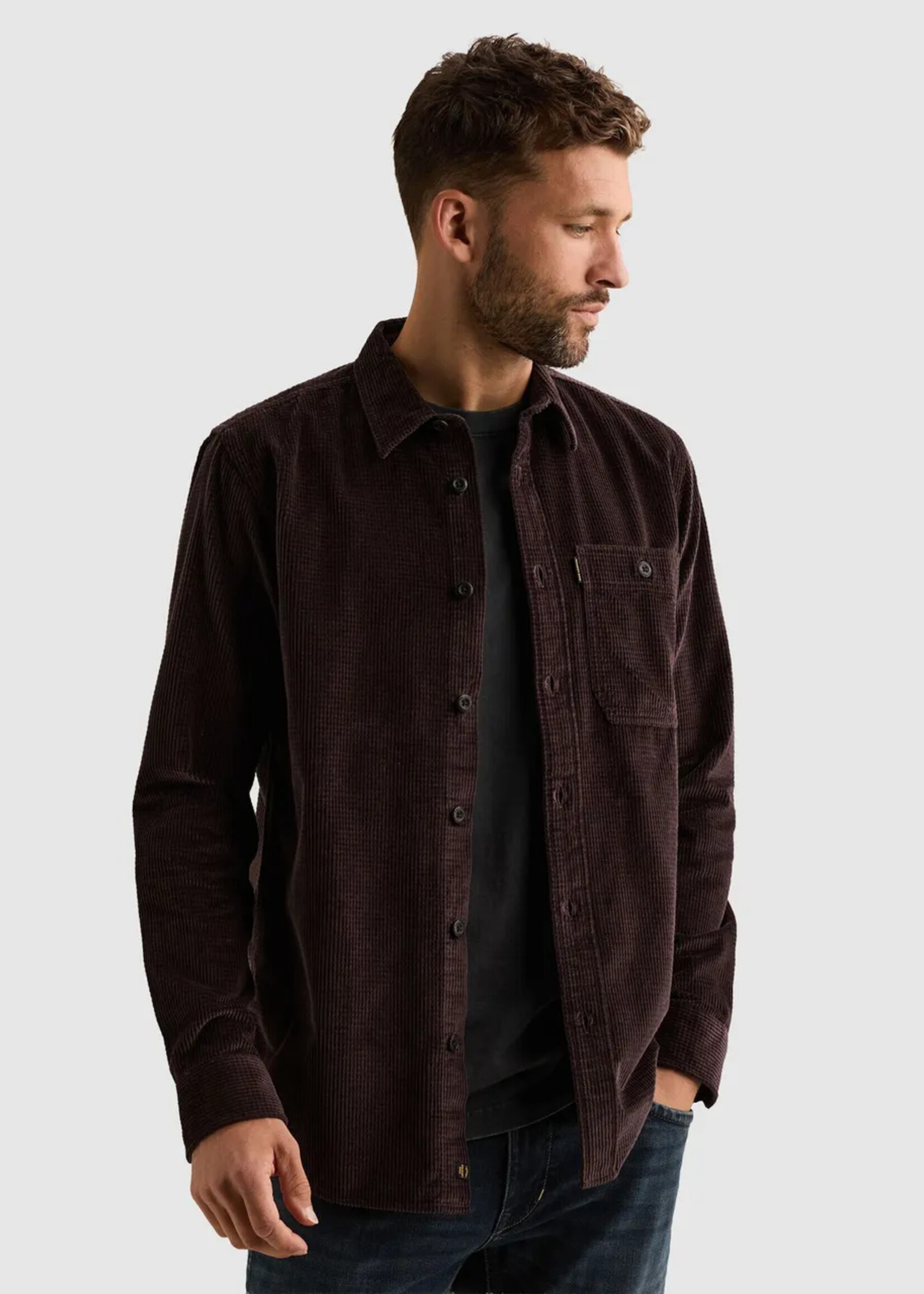 PME Legend Long Sleeve Shirt Dobby Corduroy - Aubergine