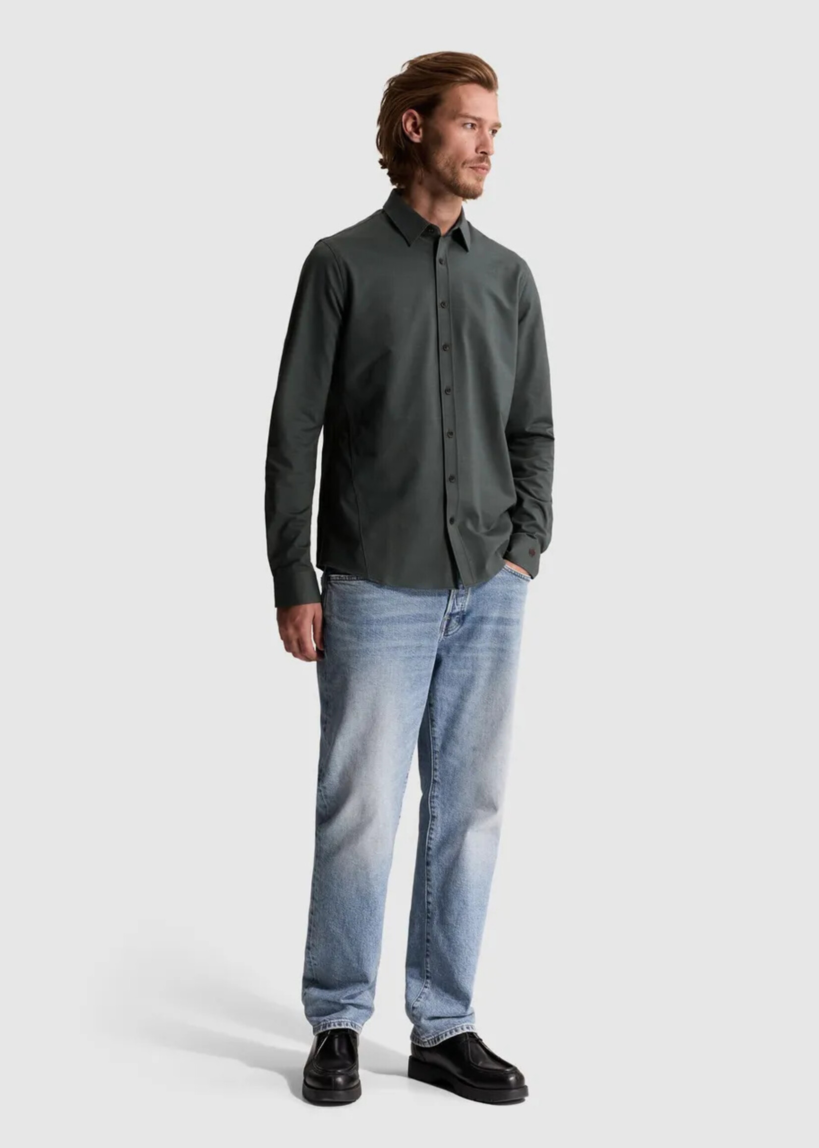 Cast Iron Overhemd Twill Jesey - Dark Slate