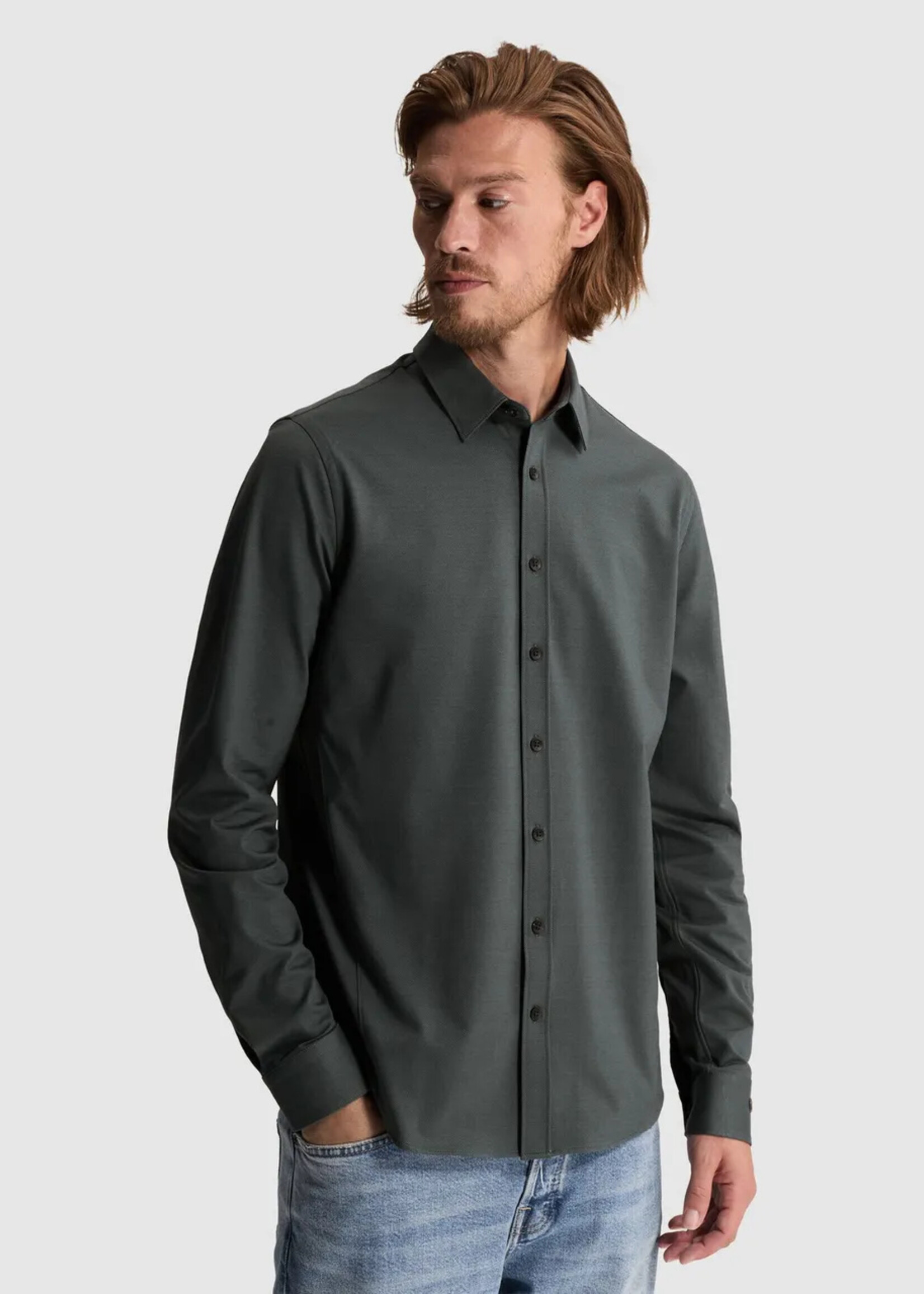 Cast Iron Overhemd Twill Jesey - Dark Slate