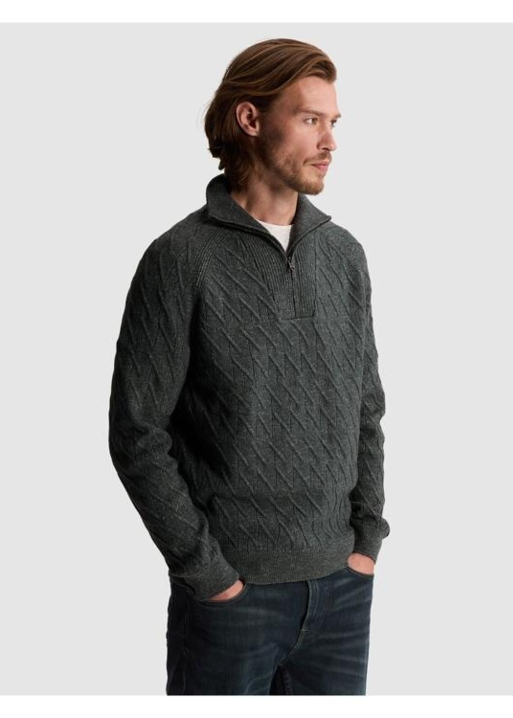 Cast Iron Half Zip Collar Regular Cotton - Dark Slate