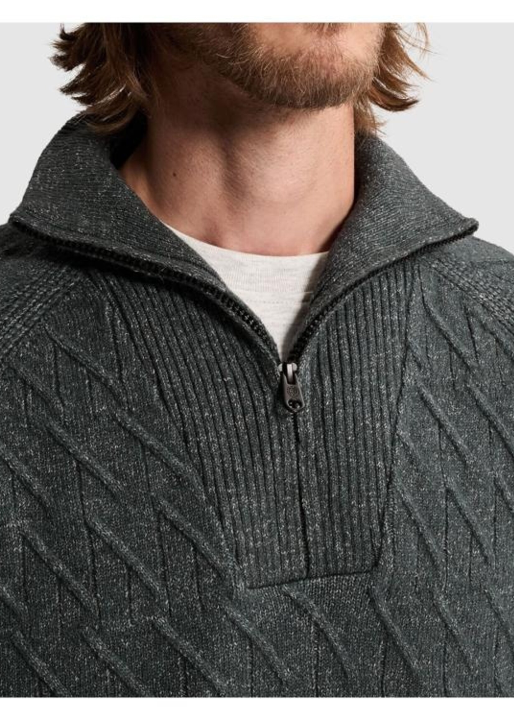 Cast Iron Half Zip Collar Regular Cotton - Dark Slate