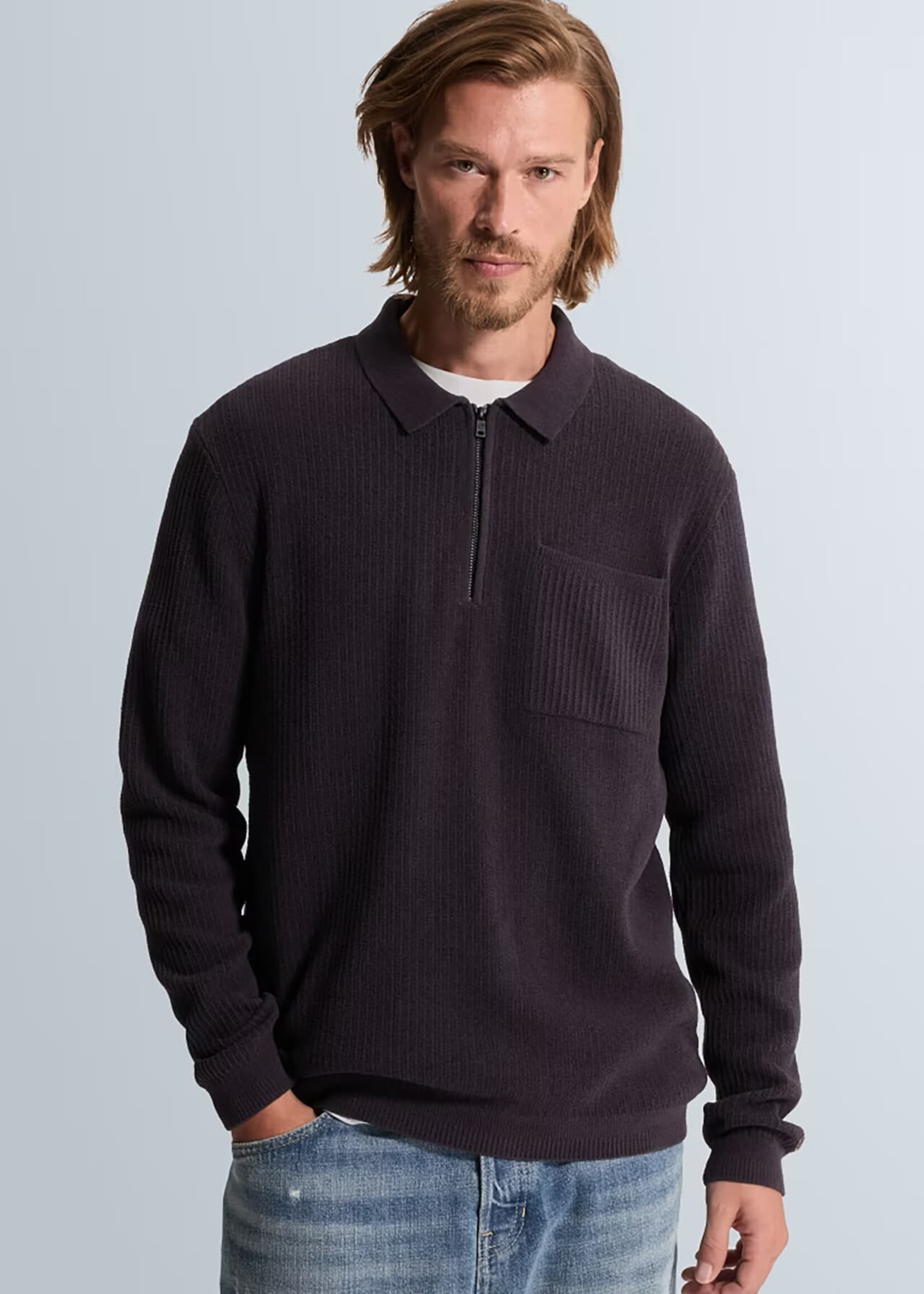 Cast Iron Sweat Polo Regular Soft Blend - Nightshade