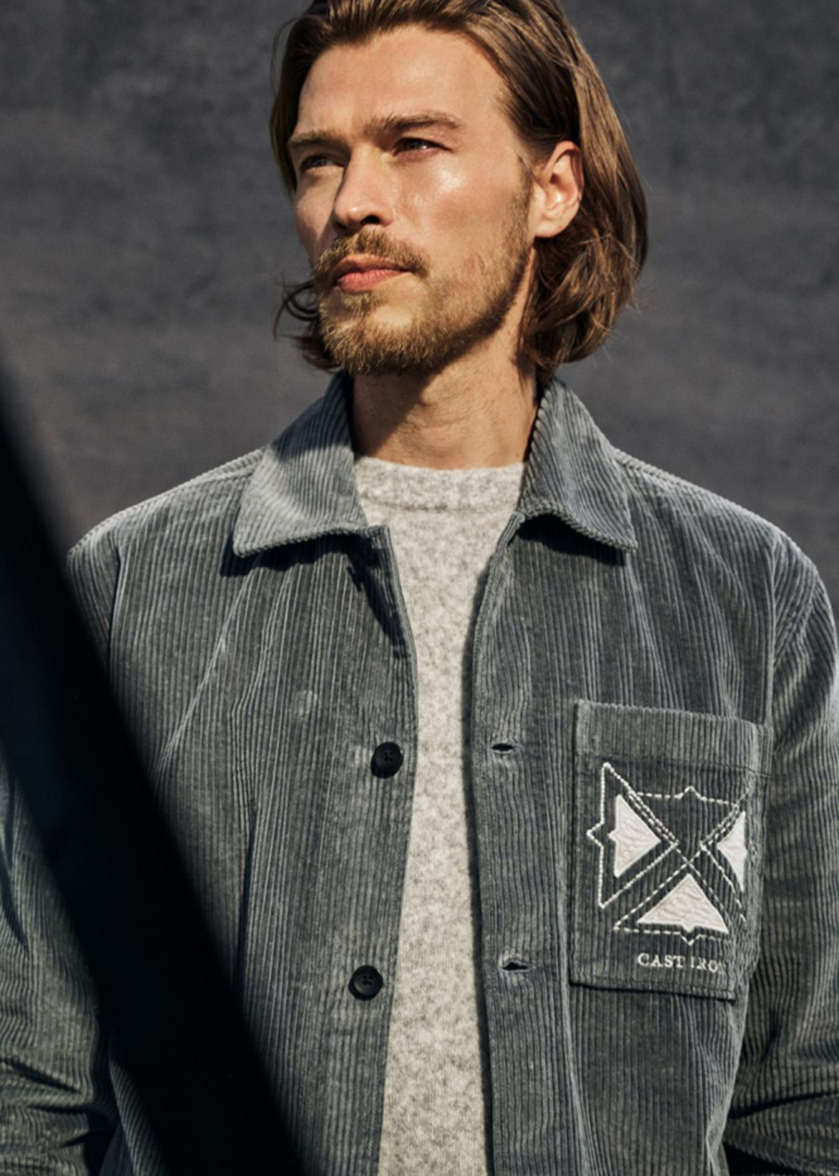 Cast Iron Overshirt Plaxed Embroidery - Dark Slate