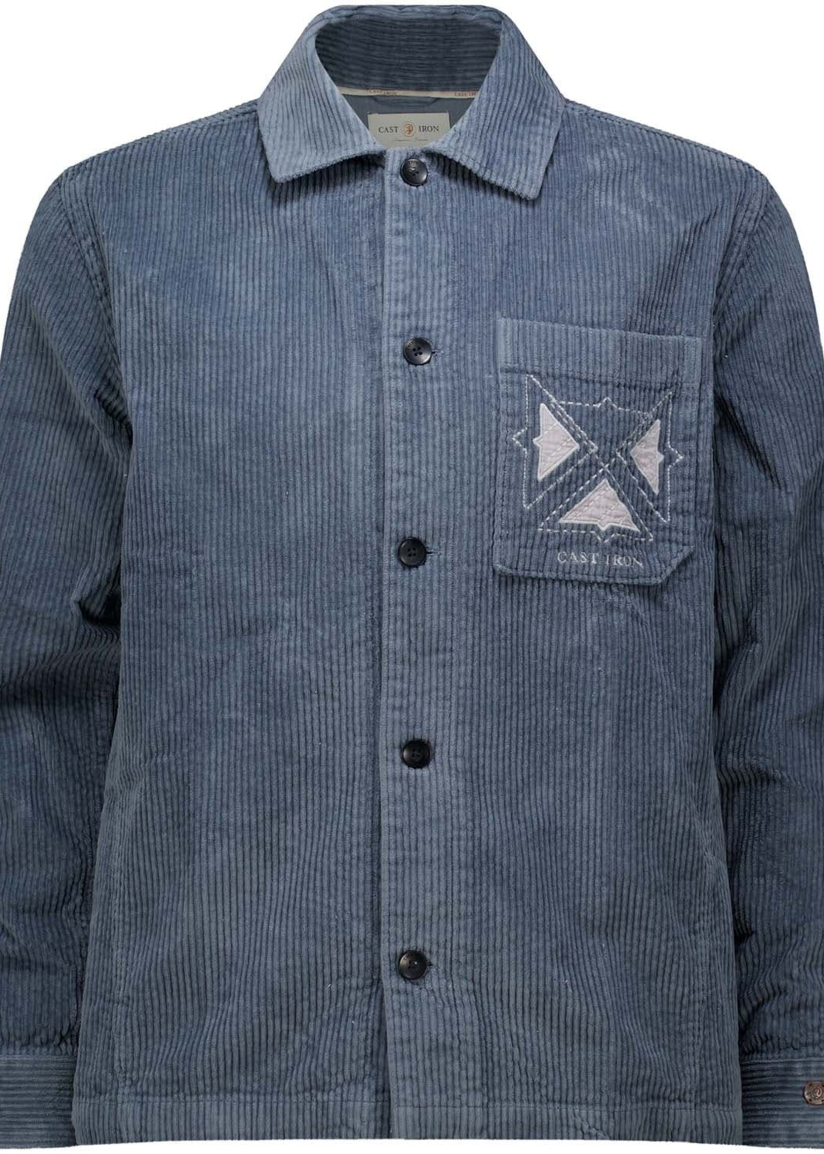Cast Iron Overshirt Plaxed Embroidery - Dark Slate