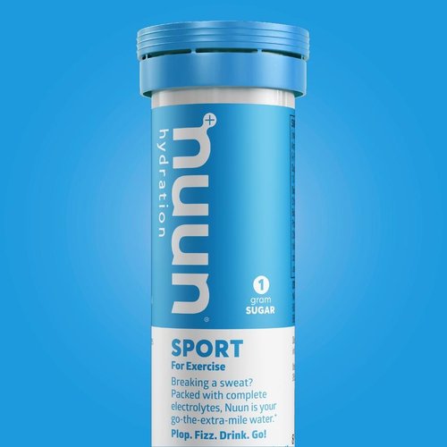 Nuun Sport - 10 tabletten per buisje, gevuld met elektrolyten, licht van smaak zonder toegevoegde suikers of koolhydraten, en draagbaar