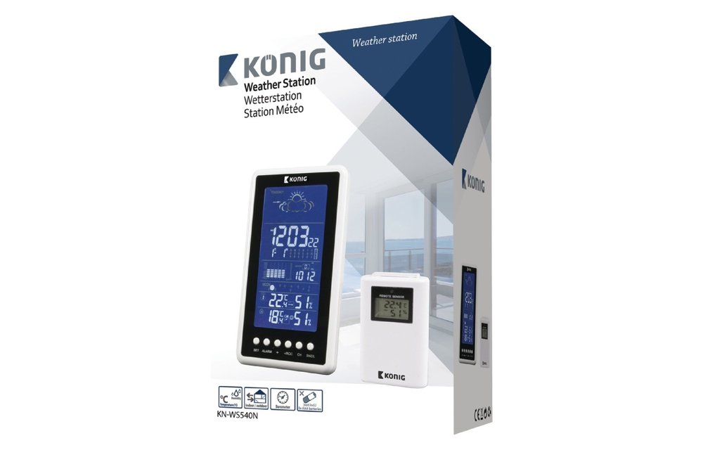 König KN-WS540N Binnen en Buiten Weerstation Wit/Zwart