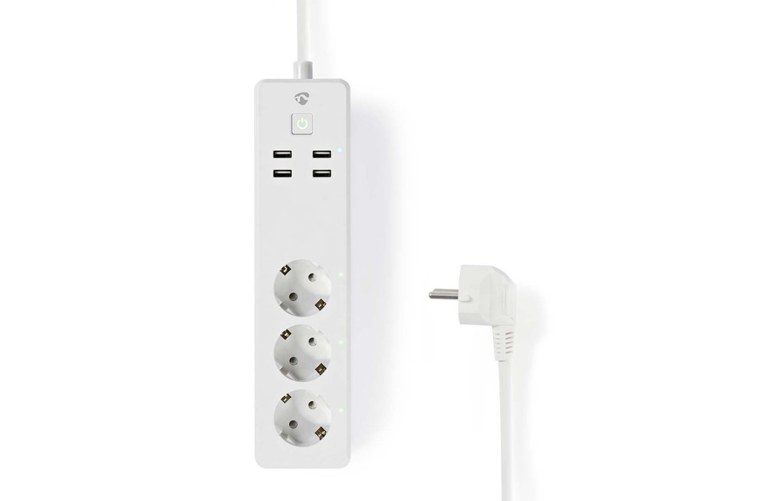 Nedis WIFIP310FWT Wi-fi Smart Stekkerdoos 3x Schuko Type F 4x Usb 10 A