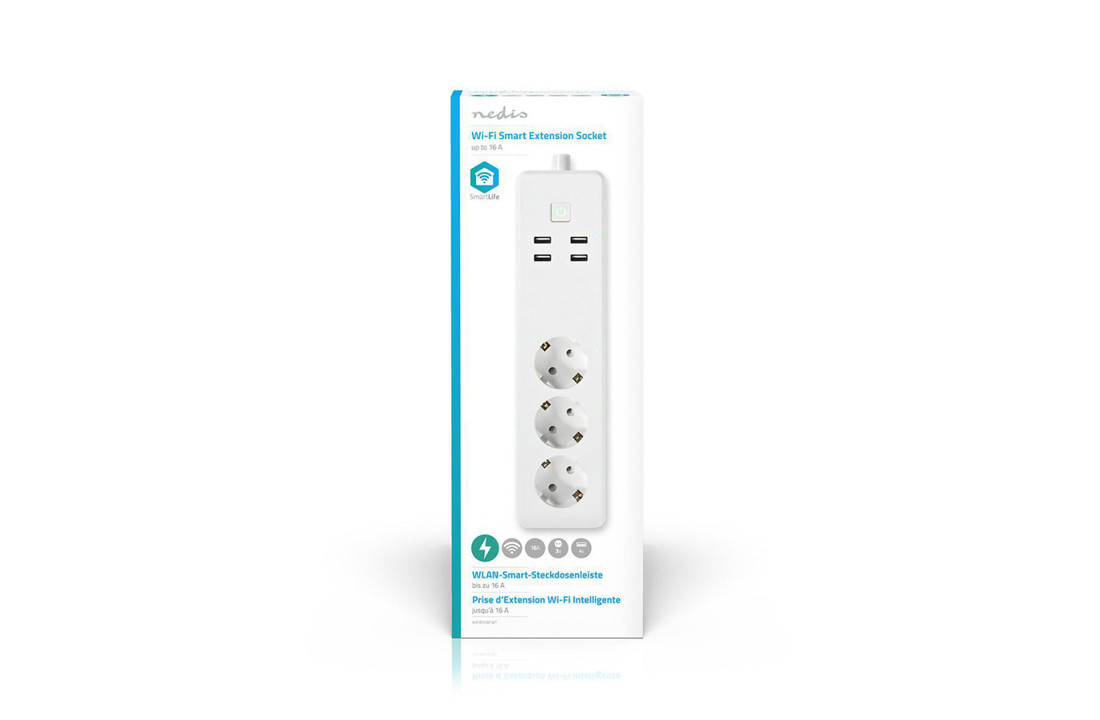 Nedis WIFIP310FWT Wi-fi Smart Stekkerdoos 3x Schuko Type F 4x Usb 10 A