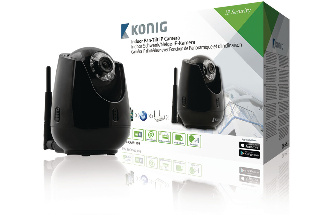 König SAS-IPCAM110B Indoor Pan-tilt Ip-camera voor Bewaking Op Afstand Zwart