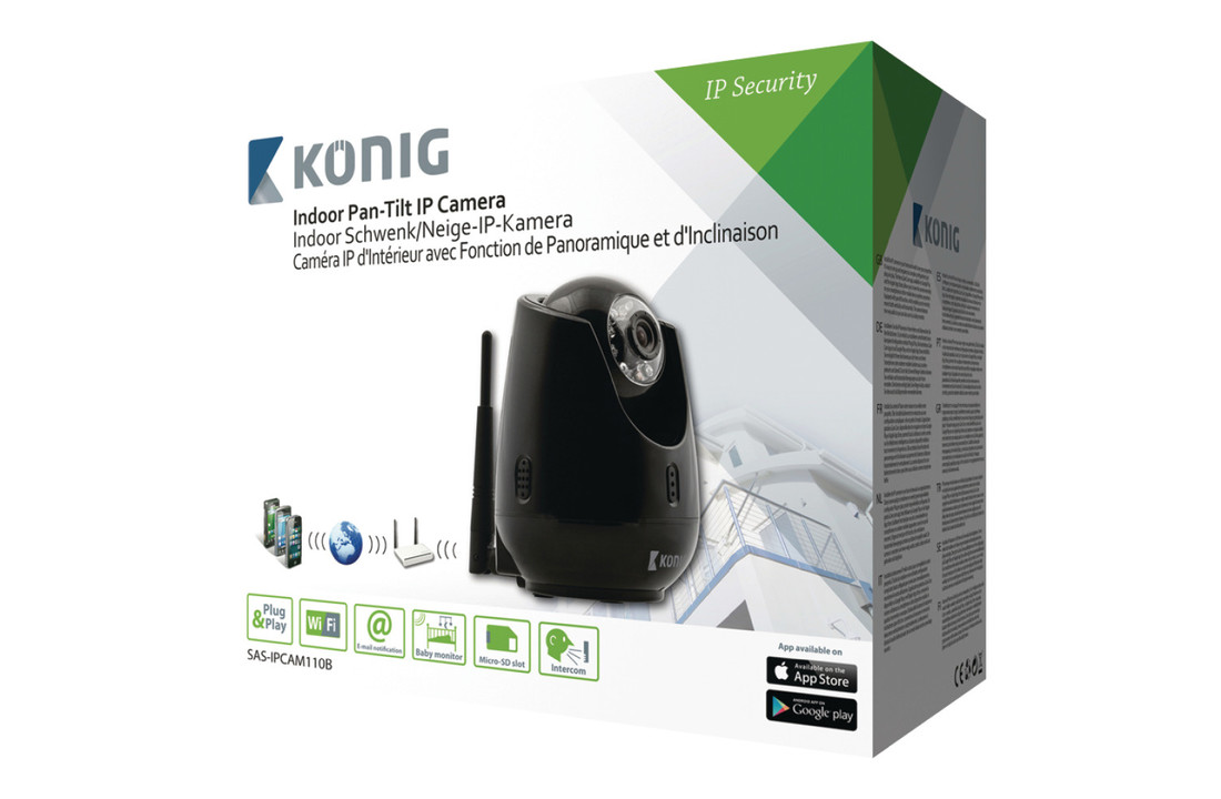 König SAS-IPCAM110B Indoor Pan-tilt Ip-camera voor Bewaking Op Afstand Zwart