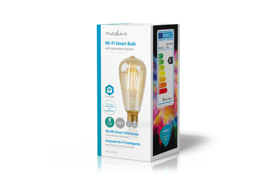Nedis WIFILF10GDST64 Wi-fi Smart Led-lamp Met Filament E27 St64 5 W 500 Lm