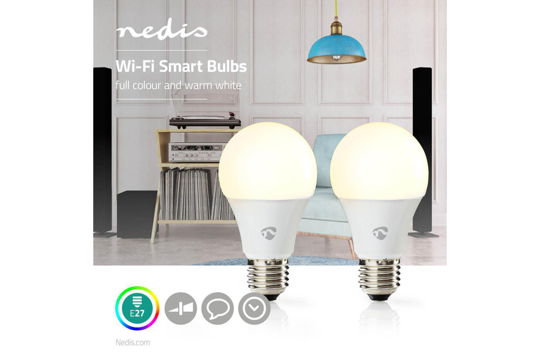 Nedis WIFILC21WTE27 Wi-fi Smart Led-lampen Full-colour En Warm-wit E27 2-pack