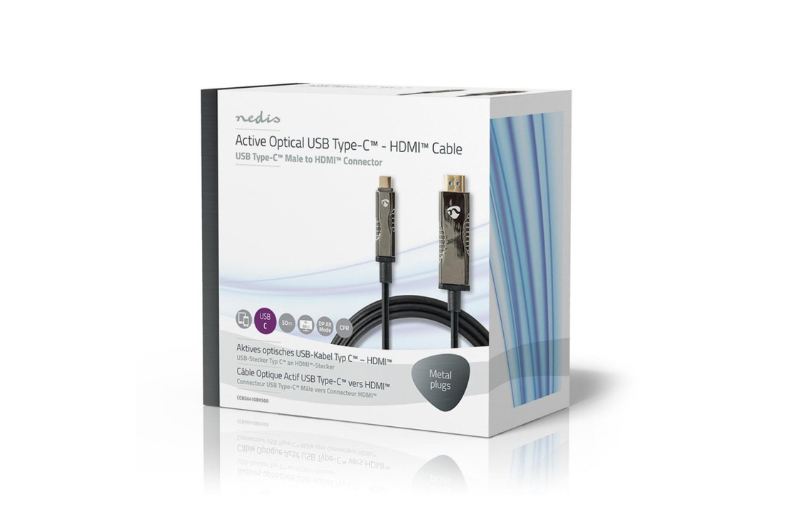 Nedis CCBG6410BK500 Usb Type-c™ Naar Hdmi™-kabel Aoc Type-c™ Male - Hdmi™-connector 50.0 M Zwart