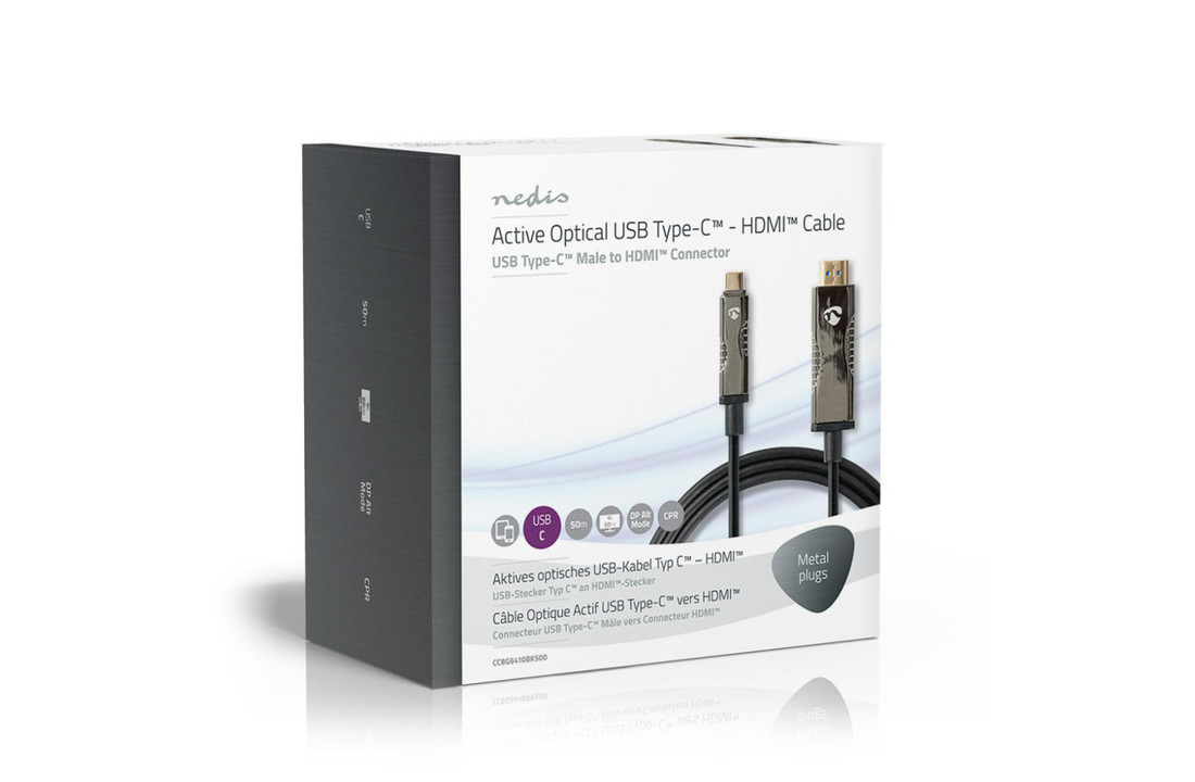 Nedis CCBG6410BK500 Usb Type-c™ Naar Hdmi™-kabel Aoc Type-c™ Male - Hdmi™-connector 50.0 M Zwart